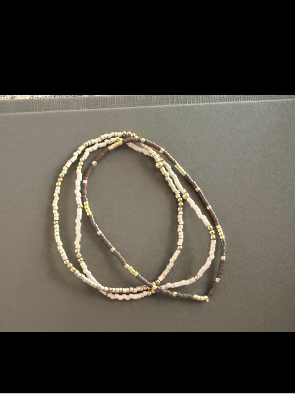 Erin Gray Newport Beaded Stretch Bracelet Stack Set of 3 Gold Filled Waterproof